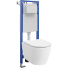Mexen Carmen zabudovaný WC set, úzky, rohový rám Tex W s WC misou Tornado a pomaly padajúcim sedadlom, biely
