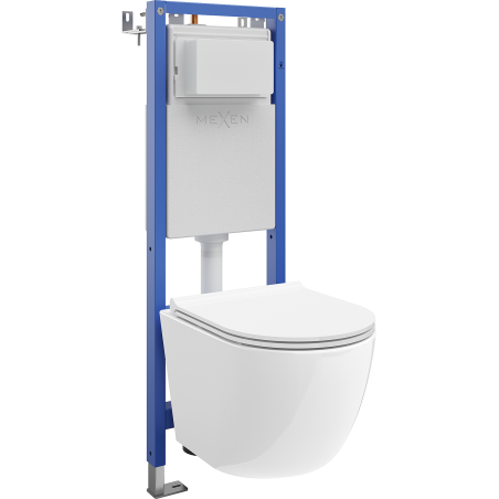 Mexen Lena zabudovaný WC systém, úzky rohový rám Tex W s WC misou a pomaly padacou sedátkou, biela - 610530220500