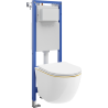 Mexen Lena zabudovaný WC set úzky, rohový Tex W s WC misou a pomaly sklápaceľnou doskou, biely/zlatý - 610530224005