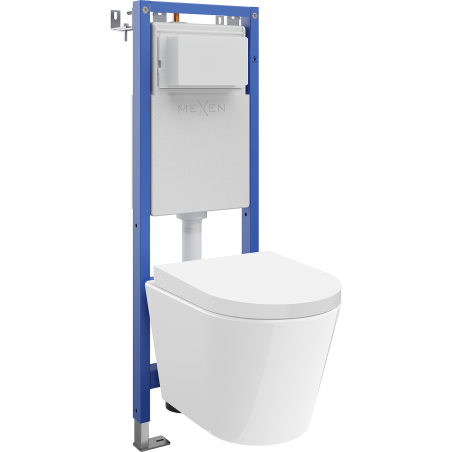 Mexen Rico závesný WC systém úzky, rohový Tex W s misou WC Tornado a pomaly sklopnou doskou, biely - 610530720200T