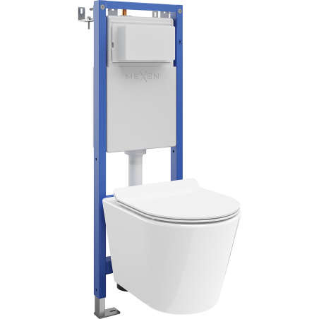 Mexen Rico zabudovaný WC set, úzky rohový rám Tex W s WC misou Tornado a pomaly padajúcim sedadlom, biely - 610530724000T