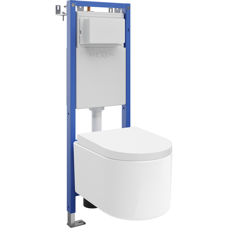 Mexen Sofia Podomietkový set WC, úzky rám, rohový Tex W s WC misou a pomaly sklopným sedadlom, biely - 610530540200