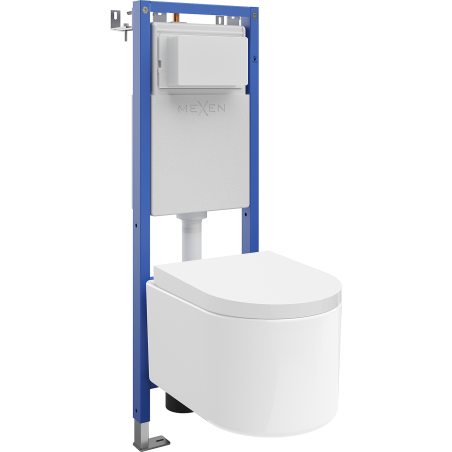 Mexen Sofia Podomietkový set WC, úzky rám, rohový Tex W s WC misou a pomaly sklopným sedadlom, biely - 610530540200