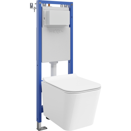 Mexen Teo podomietkový WC set úzky rám, rohový Tex W s WC misou a pomaly sklopnou doskou, biely - 610530850700