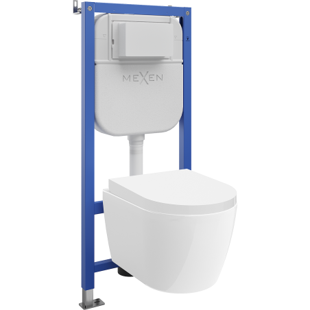 Mexen Carmen zabudovaný WC set Tex Air E pneumatikový rám s misou WC Tornado a pomaly zatvárací doskou, biely