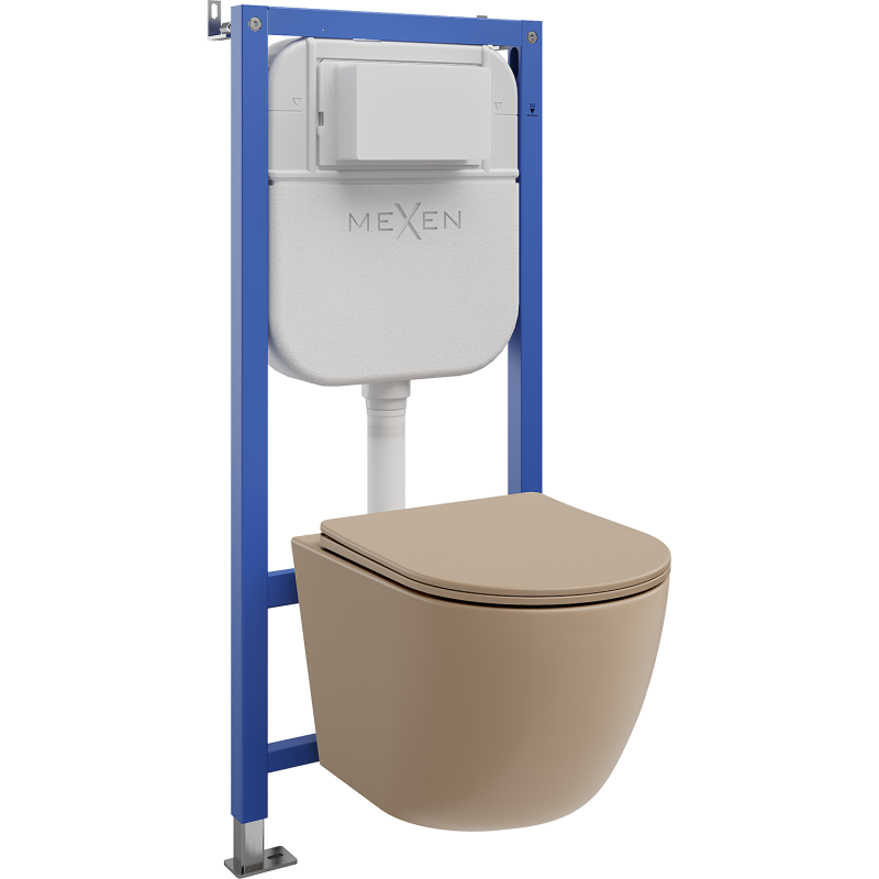 Mexen Lena podomietková WC sada pneumatický rám Tex Air E s WC mísou a pomaly padajúcim sedátkom, cappuccino matná