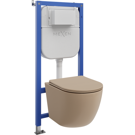 Mexen Lena podomietková WC sada pneumatický rám Tex Air E s WC mísou a pomaly padajúcim sedátkom, cappuccino matná