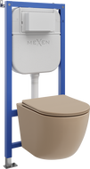 Mexen Lena podomietková WC sada pneumatický rám Tex Air E s WC mísou a pomaly padajúcim sedátkom, cappuccino matná