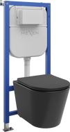 Mexen Rico zabudovaný WC set s pneumatickým rámom Tex Air E s miskou WC a pomaly padajúcou doskou, čierny mat