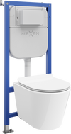 Mexen Rico súprava podomietkového WC rám pneumatiký Tex Air E s WC misou Tornado a pomaly zatváracím sedadlom, biela