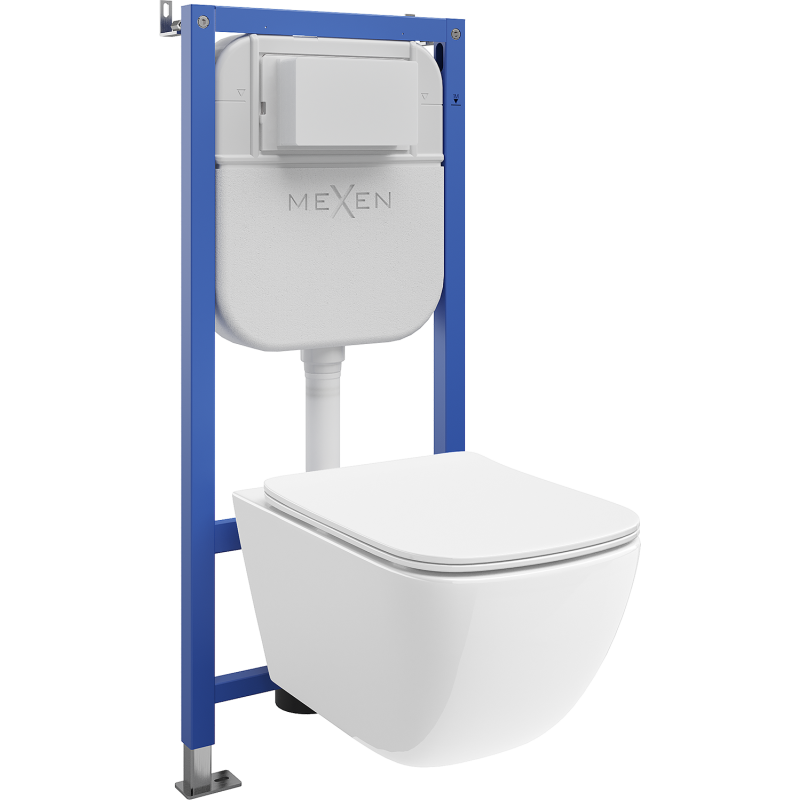 Mexen Timo podomietkový WC set, pneumatický rám Tex Air E s WC misou Tornado a pomaly zatvárajúcou sa doskou, biely