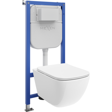 Mexen Timo podomietkový WC set, pneumatický rám Tex Air E s WC misou Tornado a pomaly zatvárajúcou sa doskou, biely