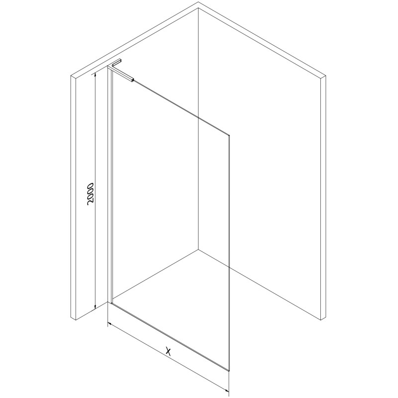 Mexen Kioto L sprchová stena Walk-in 90 x 200 cm, ombre čierna 8 mm, gun šedá brúsená - 800-090-103-66-76