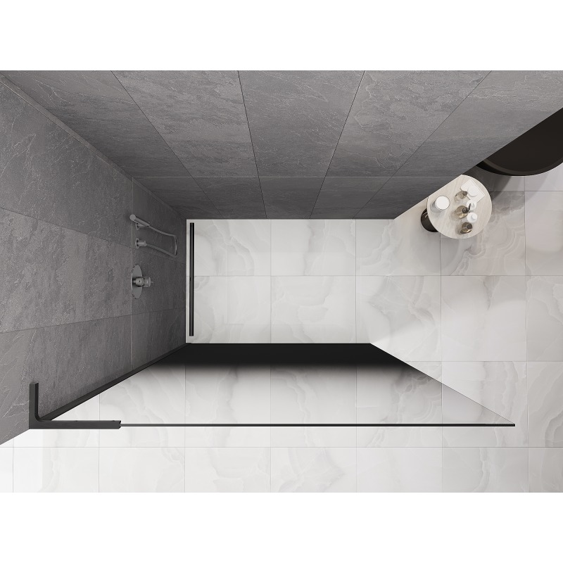 Mexen Kioto L sprchová stena Walk-in 90 x 200 cm, ombre čierna 8 mm, gun šedá brúsená - 800-090-103-66-76