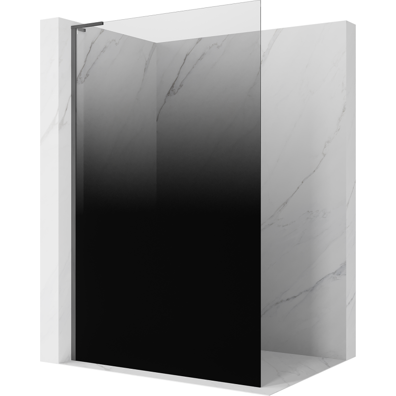 Mexen Kioto L sprchová stena Walk-in 90 x 200 cm, ombre čierna 8 mm, gun šedá brúsená - 800-090-103-66-76