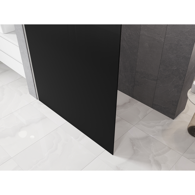 Mexen Kioto L sprchová stena Walk-in 90 x 200 cm, ombre čierna 8 mm, brúsený nikel - 800-090-103-97-76