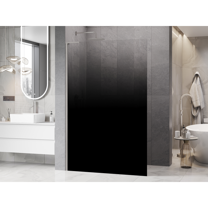 Mexen Kioto L sprchová stena Walk-in 110 x 200 cm, čierna ombre 8 mm, kartáčovaný nikel - 800-110-103-97-76