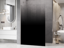 Mexen Kioto L sprchová stena Walk-in 120 x 200 cm, čierne ombre 8 mm, brúsený nikel - 800-120-103-97-76