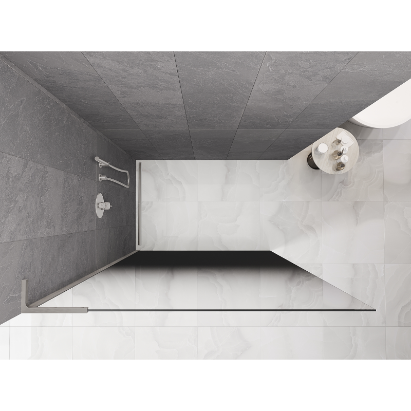 Mexen Kioto L sprchová stena Walk-in 120 x 200 cm, čierne ombre 8 mm, brúsený nikel - 800-120-103-97-76