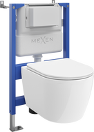 Mexen Carmen podomietková WC sada s pneumatickým rámom Tex Air XS-F s WC misou Tornado a pomaly zatváracím sedátkom, biela