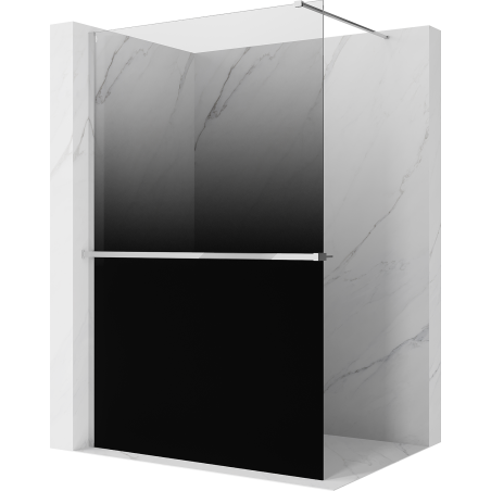 Mexen Kioto+ sprchová stena s poličkou Walk-in 80 x 200 cm, ombré čierna 8 mm, chróm - 800-080-121-01-76