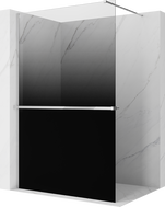 Mexen Kioto+ sprchová stena s poličkou Walk-in 150 x 200 cm, ombre čierna 8 mm, chróm - 800-150-121-01-76