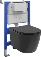 Mexen Carmen podomietkový WC set pneumatický rám Tex Air XS-F s WC misou Tornado a pomaly zatvárateľným sedadlom, čierny