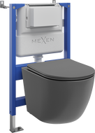 Mexen Lena zostava pre stenovú WC splachovacia konštrukcia Tex Air XS-F s WC misou a pomaly sklápacou doskou, tmavošedý mat