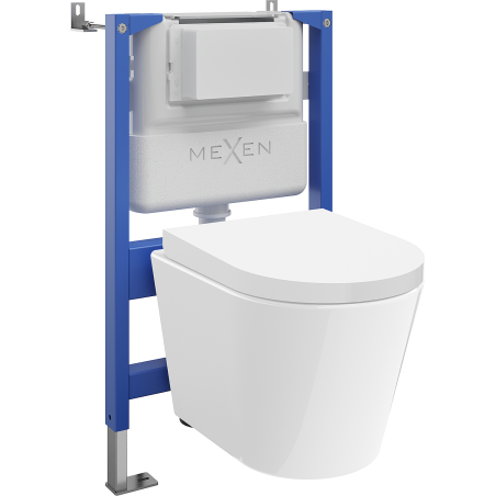 Mexen Rico podomietková WC sada s pneumatickým rámom Tex Air XS-F s WC miskou a pomaly zatvárajúcim sa sedadlom, biela