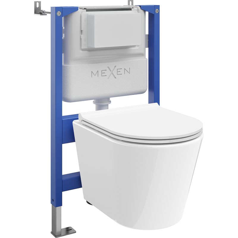 Mexen Rico podomietkový WC set pneumatický rám Tex Air XS-F s WC misou Tornado a pomaly klesajúcim sedadlom, biely