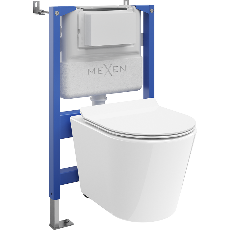 Mexen Rico podomietková WC sada pneumatický rám Tex Air XS-F s WC mísou Tornado a pomaly zatváracím sedadlom, biela
