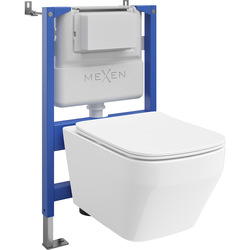 Mexen Riva podomietková WC sada pneumatický rám Tex Air XS-F s WC misou Tornado a pomaly uzatváracou doskou, biela