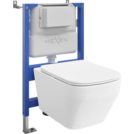 Mexen Riva podomietková WC sada pneumatický rám Tex Air XS-F s WC misou Tornado a pomaly uzatváracou doskou, biela
