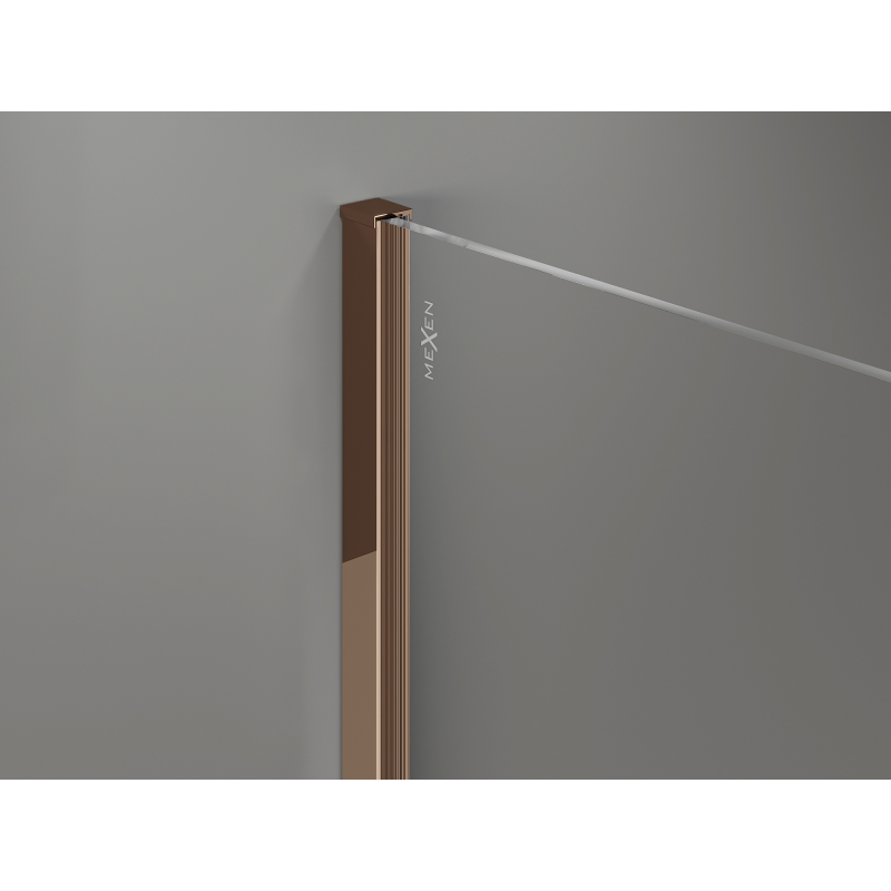 Mexen Kioto+ sprchová stena s poličkou Walk-in 80 x 200 cm, ombre čierna 8 mm, ružové zlato - 800-080-121-60-76