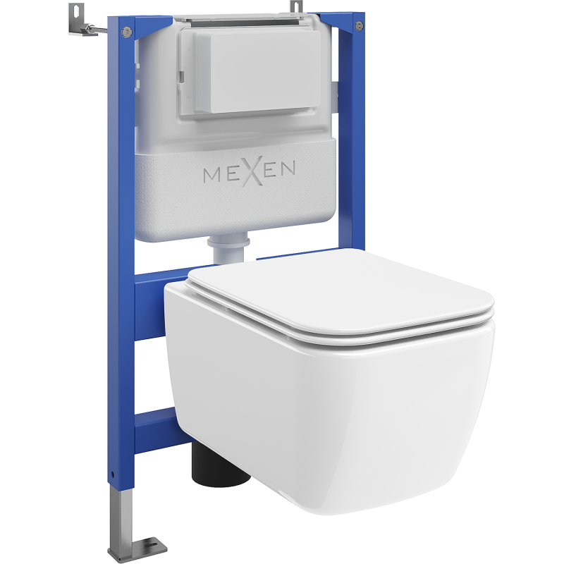 Mexen Stella skrytá súprava WC podomietkový rám pneumatický Tex Air XS-F s WC misou a pomaly zatváracou doskou, biela