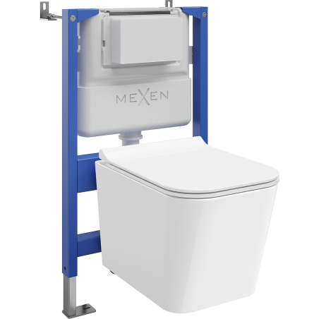 Mexen Teo Závesná WC sada montovaná pod omietku Tex Air XS-F s WC misou a pomaly padajúcim sedadlom, biela - 610830850700A