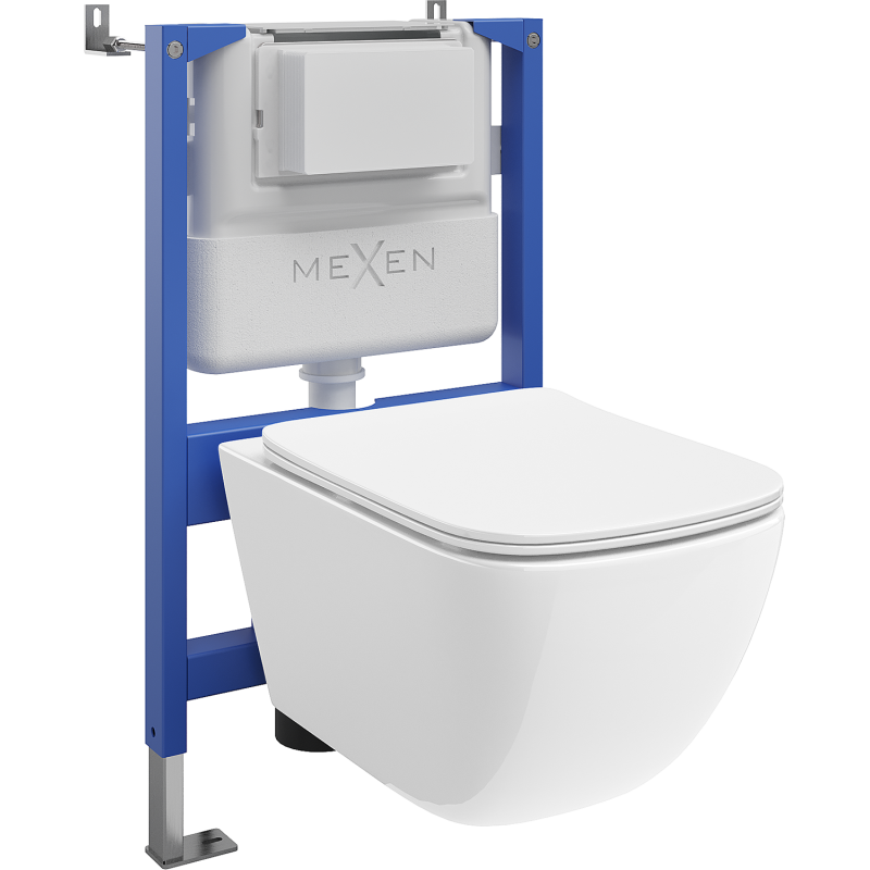 Mexen Timo podomietkový WC set pneumatický rám Tex Air XS-F s WC misou Tornado a pomaly sklopnou doskou, biely