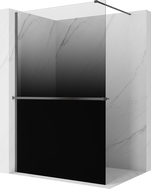 Mexen Kioto+ sprchová stena s poličkou Walk-in 80 x 200 cm, ombre čierna 8 mm, gun gray brúsený - 800-080-121-66-76