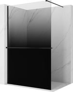 Mexen Kioto+ sprchová stena s poličkou Walk-in 90 x 200 cm, ombré čierna 8 mm, čierna - 800-090-121-70-76