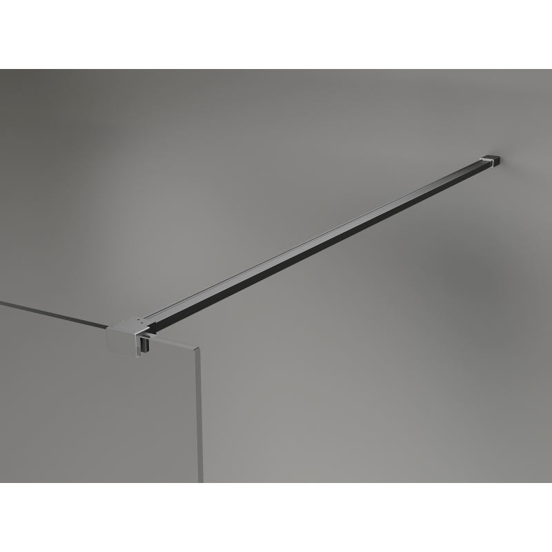Mexen Kioto+ sprchová stena s poličkou Walk-in 90 x 200 cm, čierna ombre 8 mm, kovový odtieň - 800-090-121-95-76