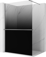 Mexen Kioto+ sprchová stena s policou Walk-in 150 x 200 cm, ombre čierna 8 mm, gun metal - 800-150-121-95-76