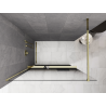 Mexen Kioto+ sprchová stena s poličkou Walk-in 90 x 200 cm, čierna ombre 8 mm, zlatá - 800-090-121-50-76
