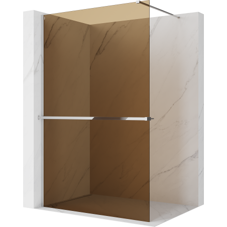 Mexen Kioto+ sprchová stena s poličkou Walk-in 90 x 200 cm, bronz 8 mm, chróm - 800-090-121-01-32