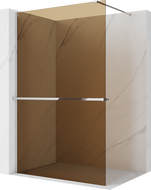 Mexen Kioto+ sprchová stena s poličkou Walk-in 120 x 200 cm, bronz 8 mm, chróm - 800-120-121-01-32