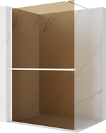 Mexen Kioto+ sprchová stena s policou Walk-in 100 x 200 cm, bronz 8 mm, biela - 800-100-121-20-32