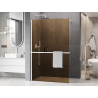 Mexen Kioto+ sprchová stena s poličkou Walk-in 120 x 200 cm, bronz 8 mm, biela - 800-120-121-20-32