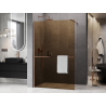 Mexen Kioto+ sprchová stena s poličkou Walk-in 80 x 200 cm, bronz 8 mm, brúsená meď - 800-080-121-65-32