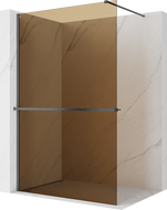 Mexen Kioto+ sprchová stena s poličkou Walk-in 140 x 200 cm, bronzová 8 mm, brúsená gun gray - 800-140-121-66-32