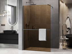 Mexen Kioto+ sprchová stena s poličkou Walk-in 80 x 200 cm, bronz 8 mm, gun metal - 800-080-121-95-32