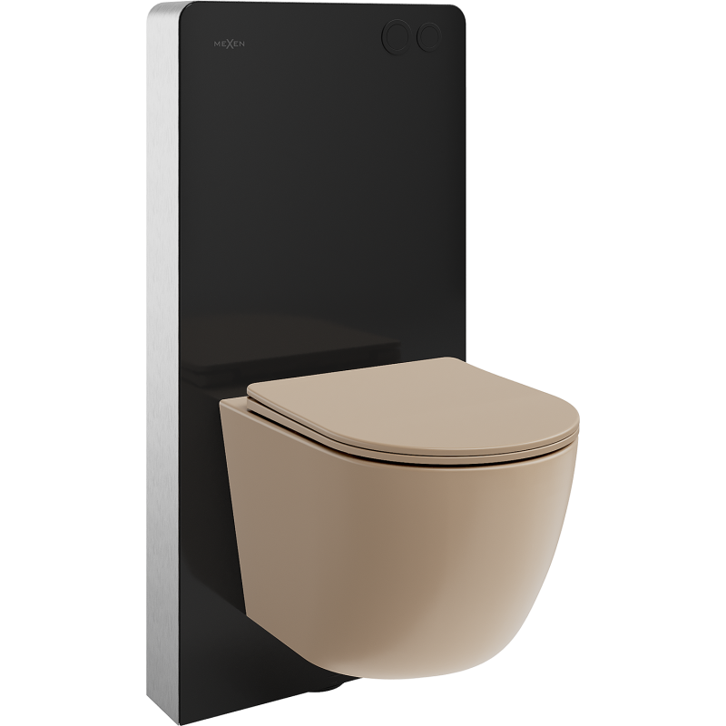 Mexen Lena nástenný WC set so vzdušným rámom Tex Air G s WC misou a pomaly zatváracím sedátkom, matné cappuccino
